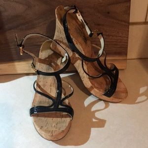 Michael Kors Patent leather strapped wedges
